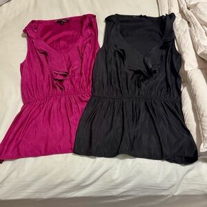 Lot of 2 Express Fuchsia and Charcoal Blouson Tops